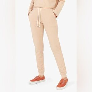 MATE the Label| Cream Organic Cotton Drawstring Joggers/Track Pants Sz S